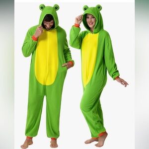 Adult Halloween Unisex Green Frog Onesie Costume/pjs/indoor wear